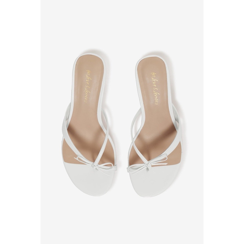 For Love And Lemons Elea Heel Thong Sandals White Size 37 New! Sz 7
